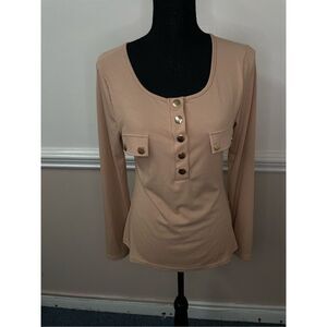 Xinyubaby Ribbed Nude Colored Blouse Size Large